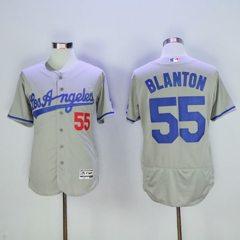 Men Los Angeles Dodgers #55 Blanton Grey MLB Jerseys